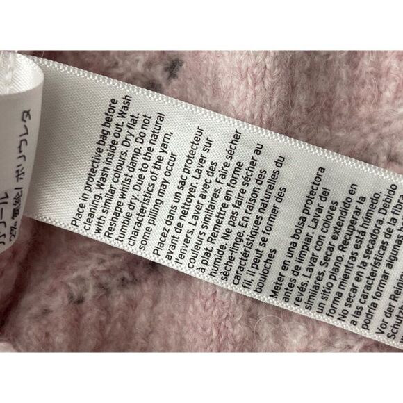 TopShop Women Pink White Marbled Alpaca Long Sleeve Oversized Crop Sweater Size - Picture 12 of 12